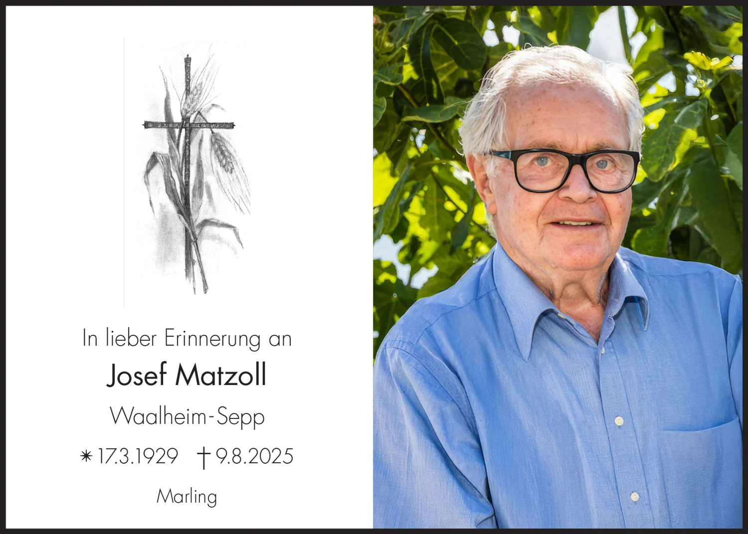 Sterbebild: Josef Matzoll