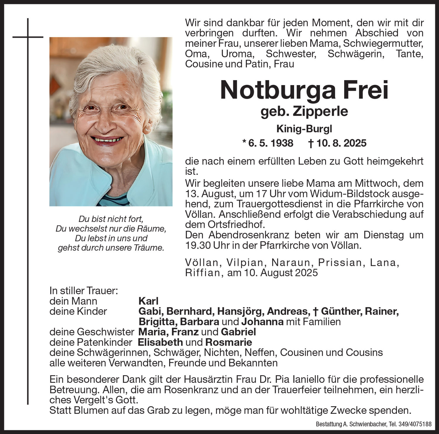 Medien: Notburga Frei geb. Zipperle