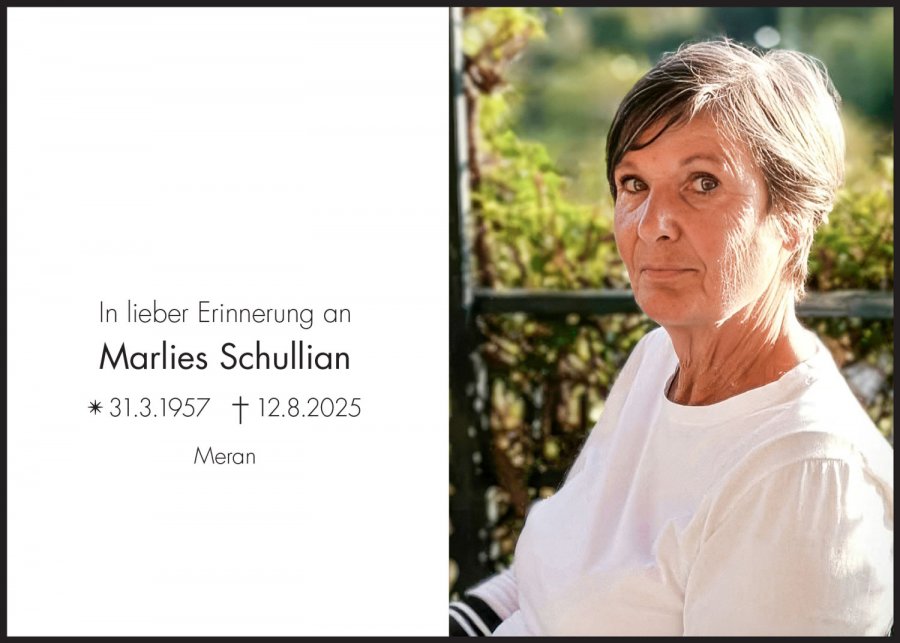 Sterbebild: Marlies Schullian