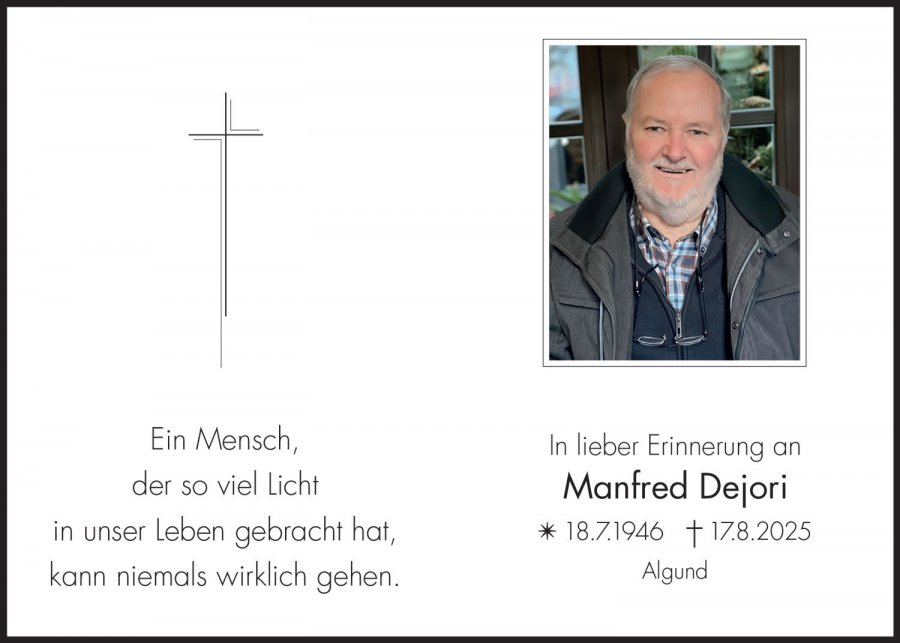 Sterbebild: Manfred Dejori