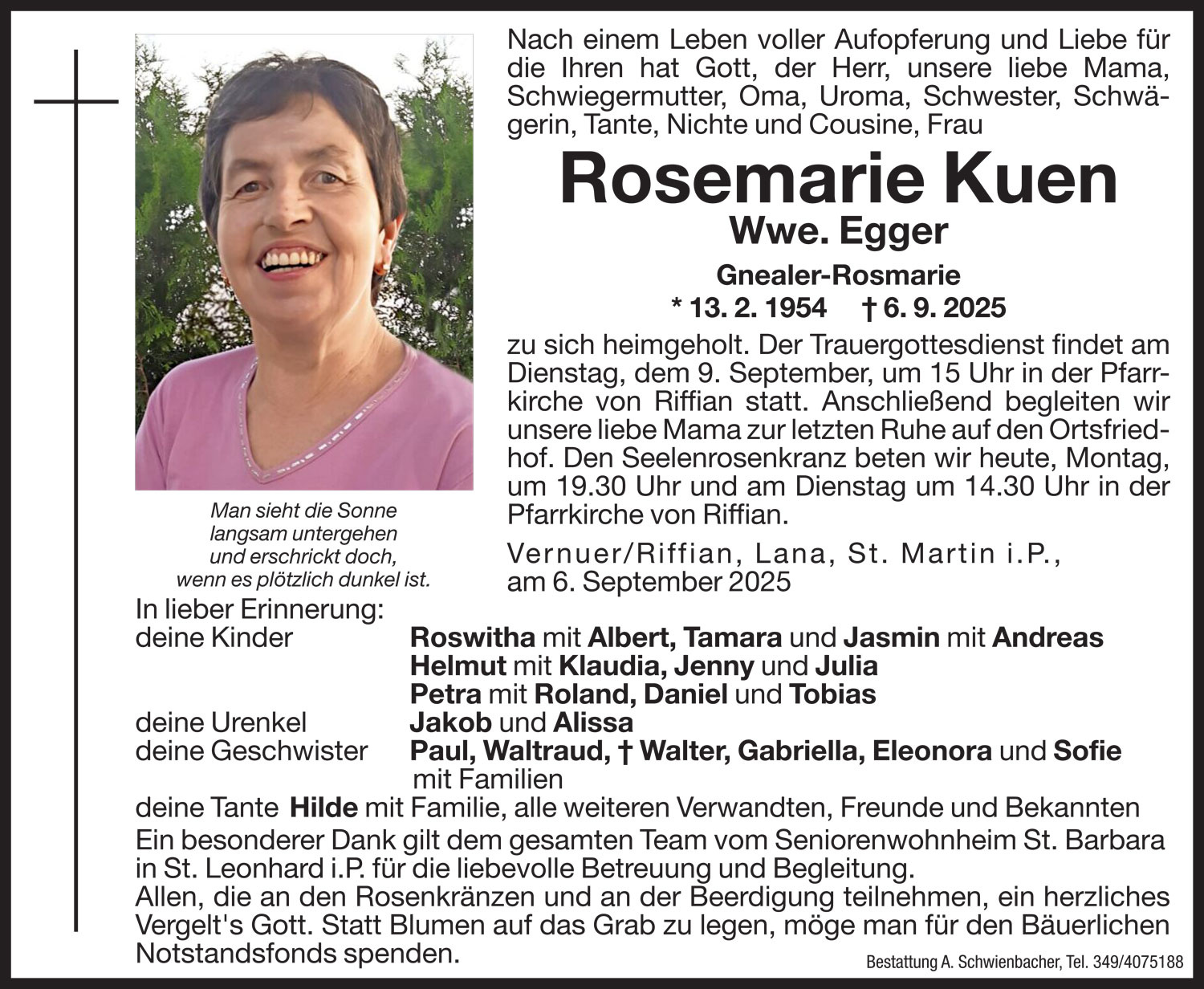 Medien: Rosemarie Kuen Wwe. Egger