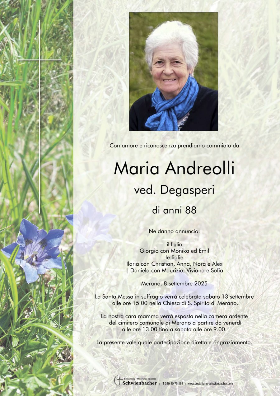 Parte: Maria ved. Degasperi nata Andreolli