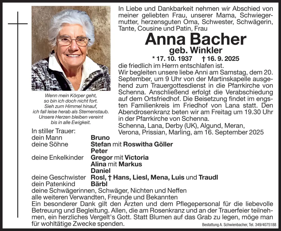 Medien: Anna Bacher geb. Winkler