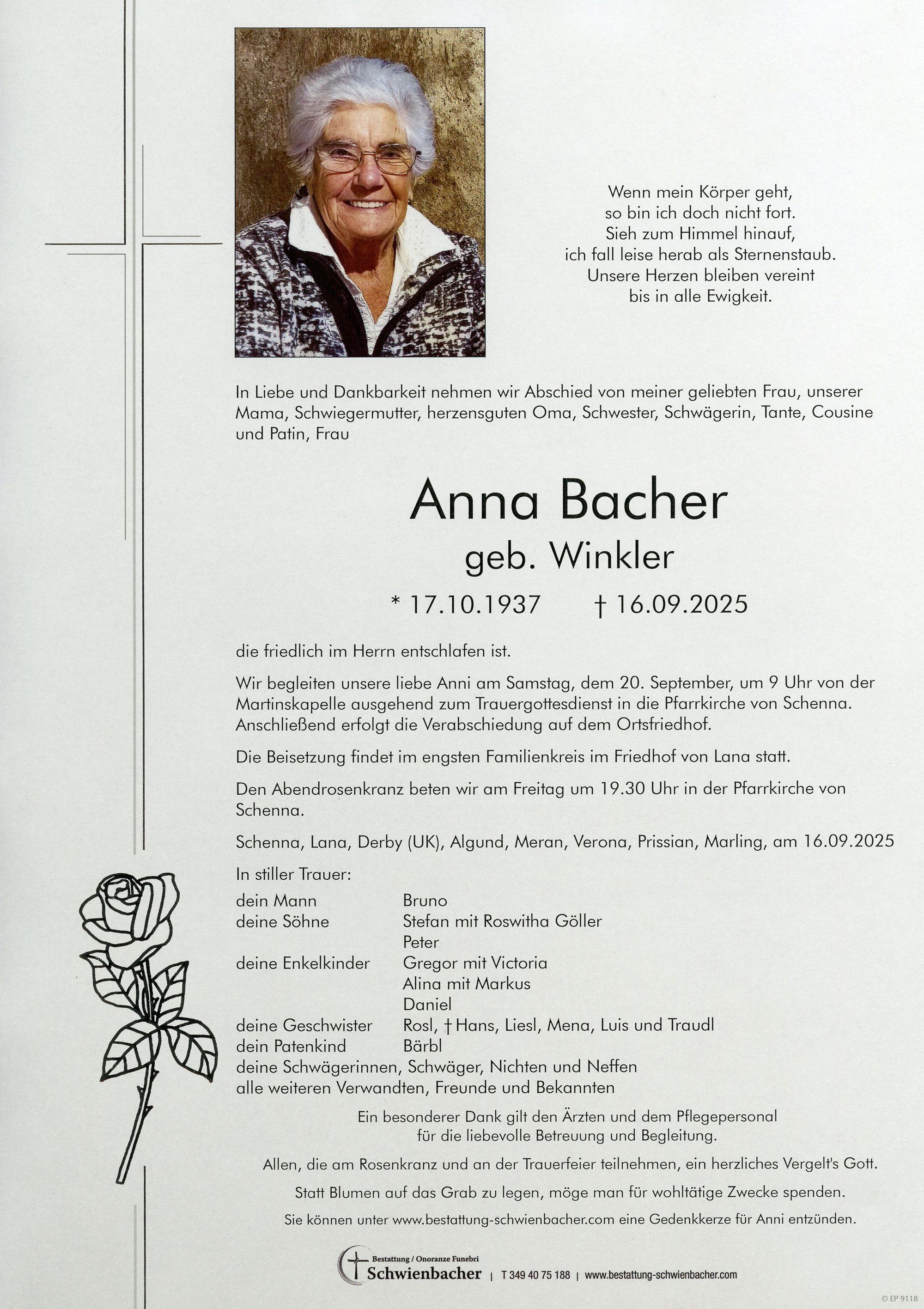 Parte: Anna Bacher geb. Winkler 
