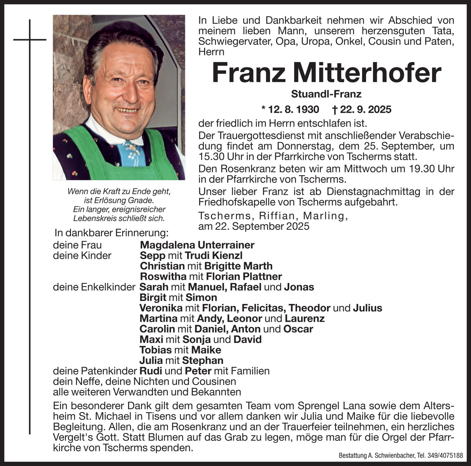 Medien: Franz Mitterhofer