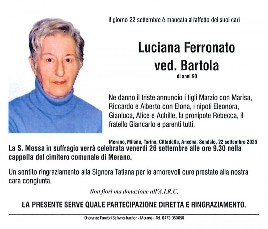 Medien: Luciana Ferronato ved. Bartola