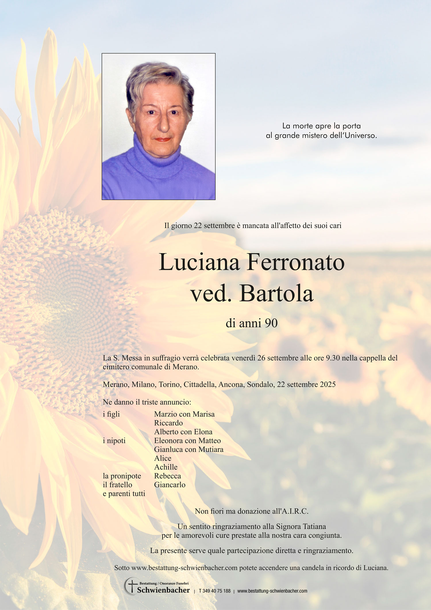 Parte: Luciana Ferronato ved. Bartola 