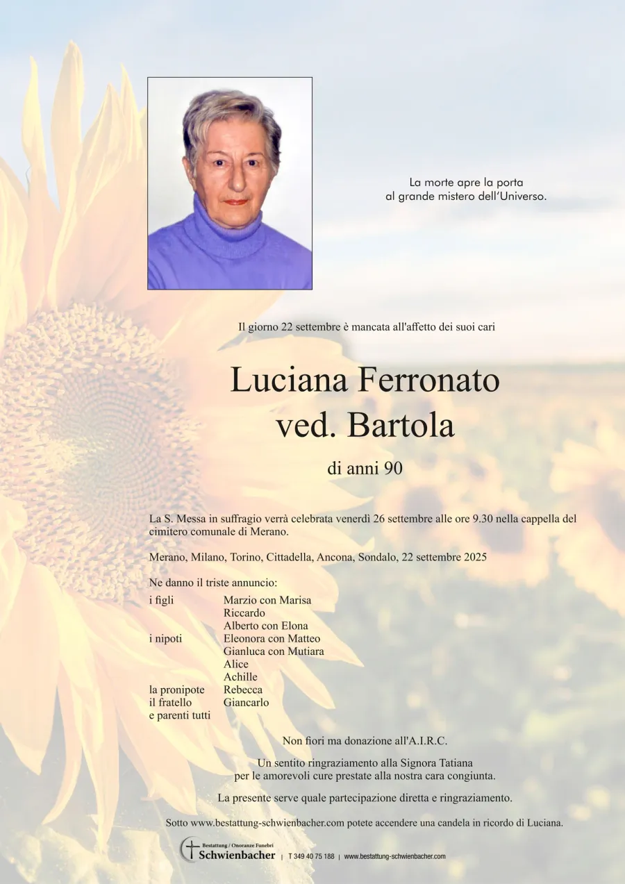 Parte: Luciana Ferronato ved. Bartola