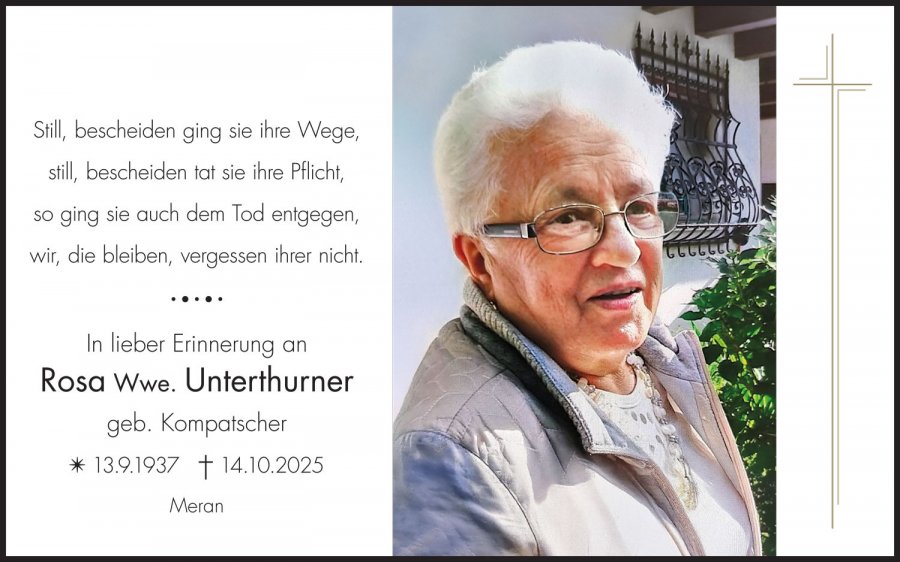 Sterbebild: Rosa Wwe. Unterthurner geb. Kompatscher