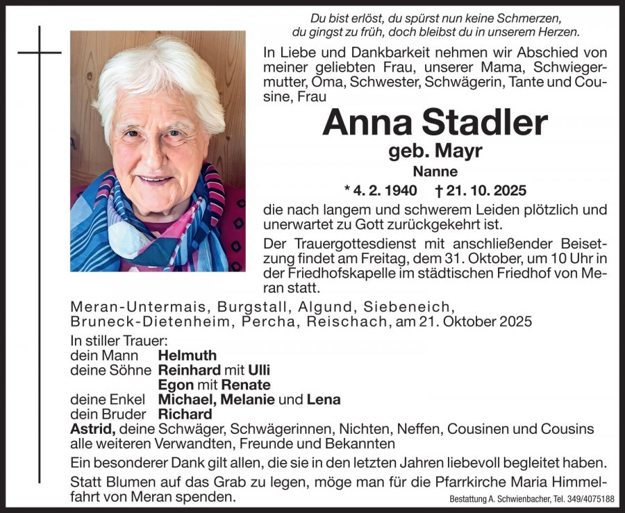 Medien: Anna Stadler geb. Mayr