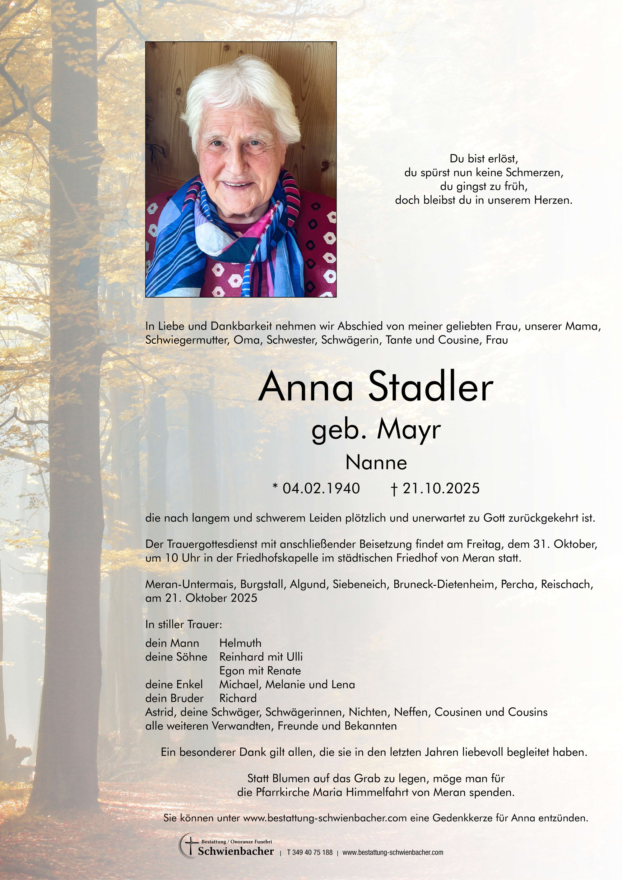 Parte: Anna Stadler geb. Mayr 
