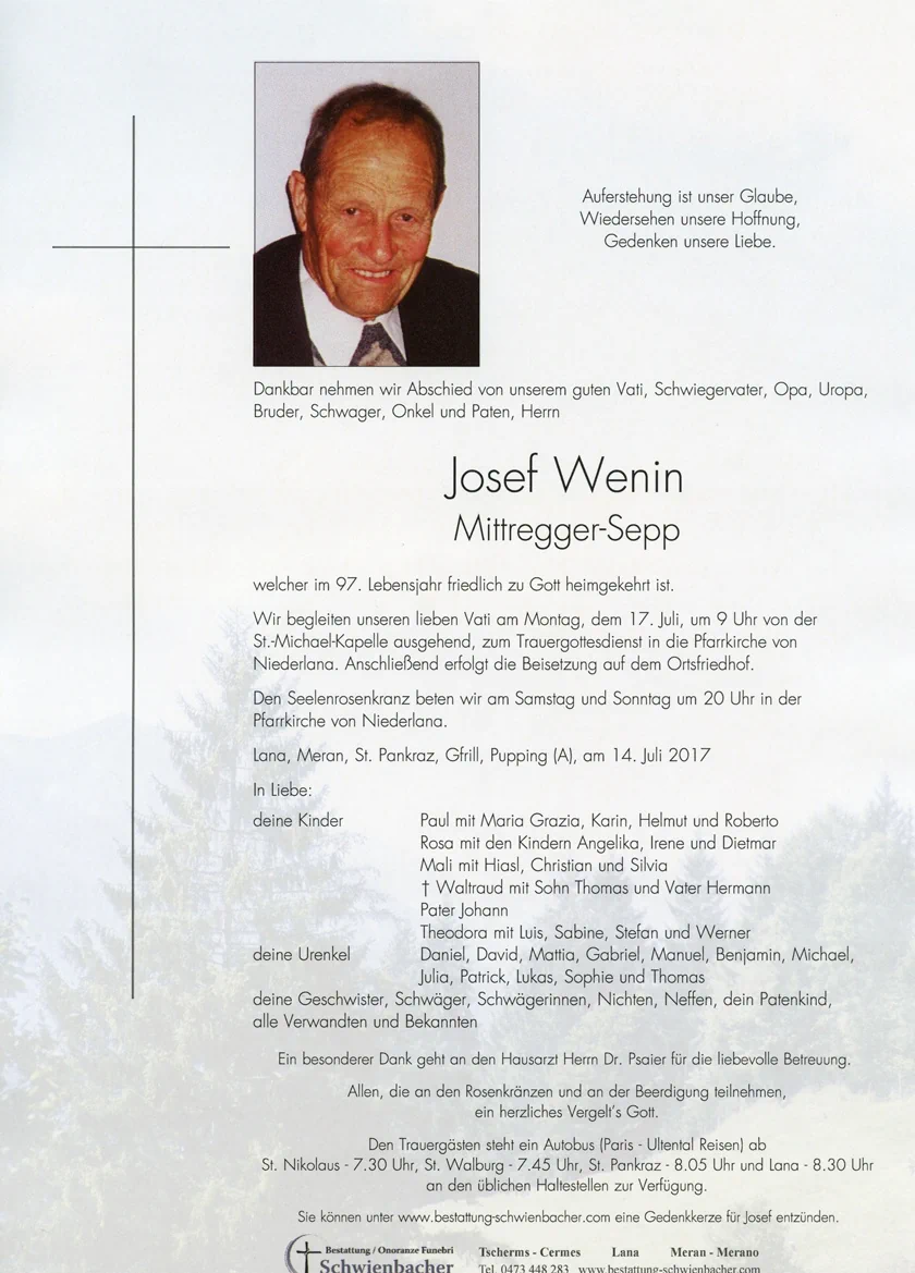 Parte: Josef Wenin 