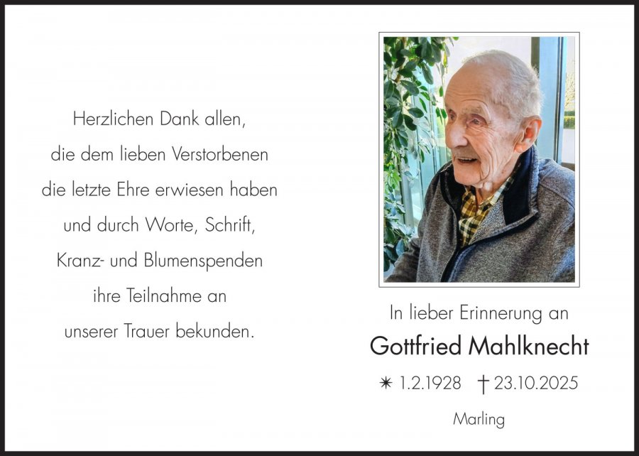 Sterbebild: Gottfried Mahlknecht