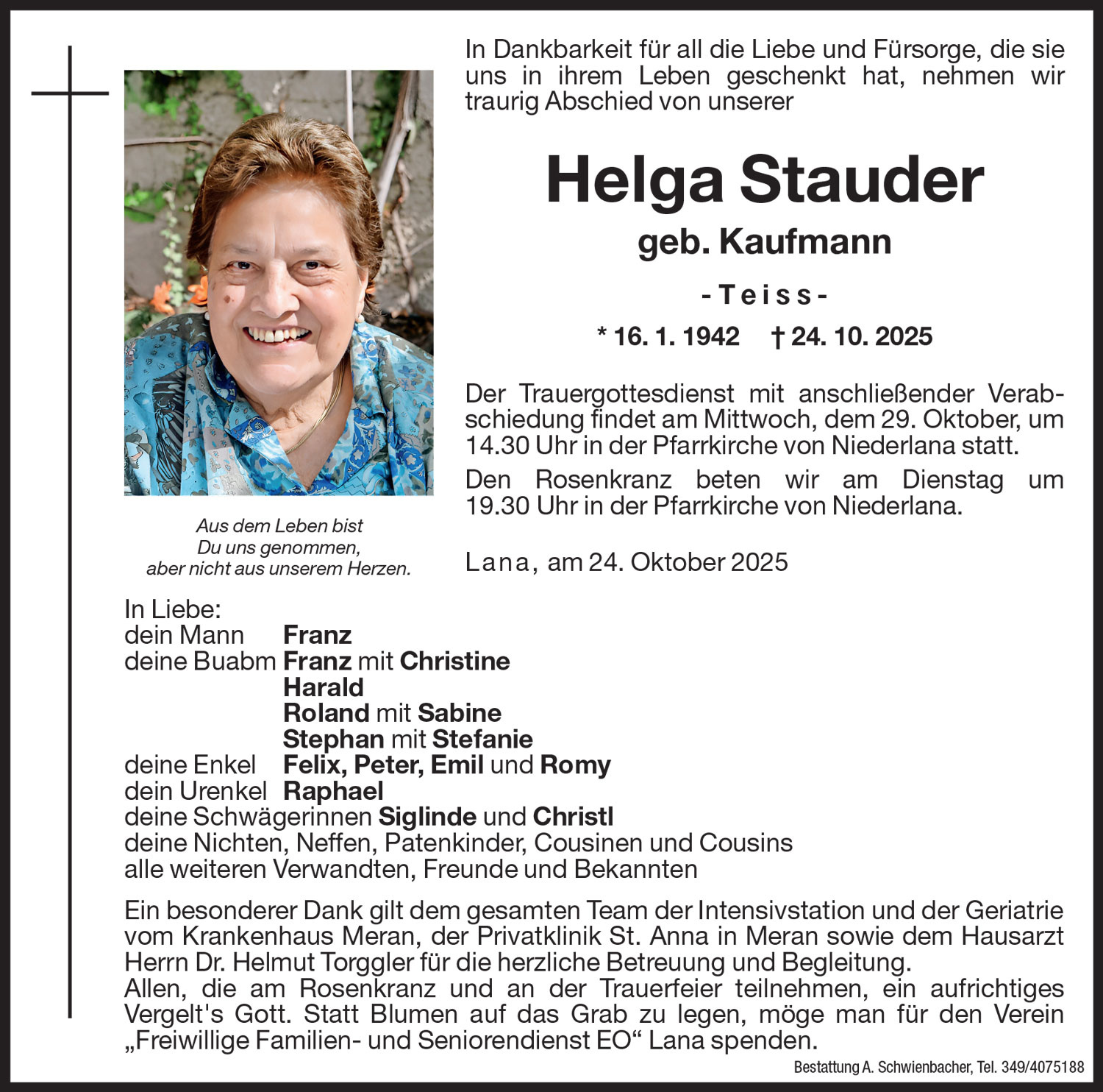Medien: Helga Stauder geb. Kaufmann