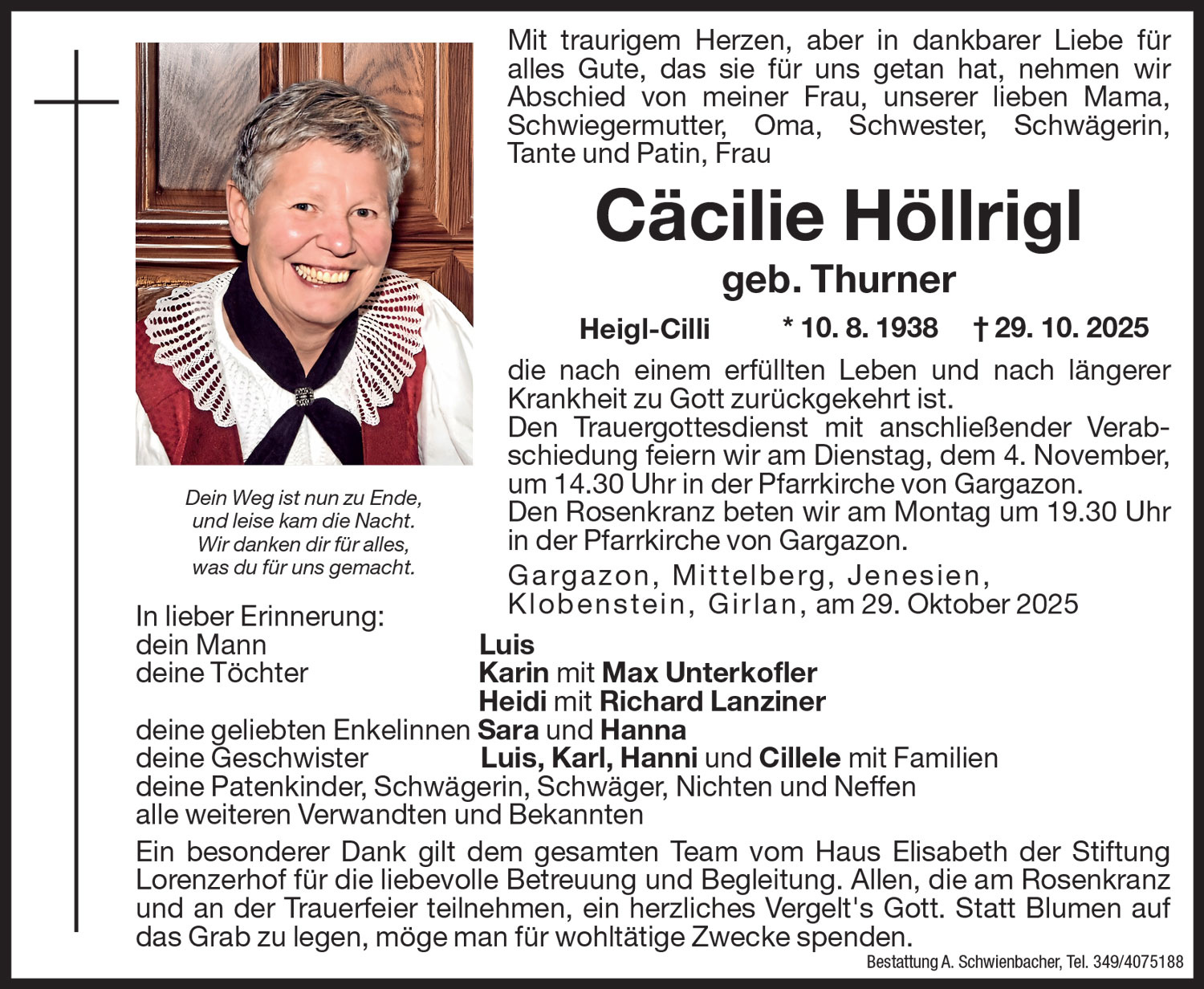 Medien: Cäcilie Höllrigl geb. Thurner