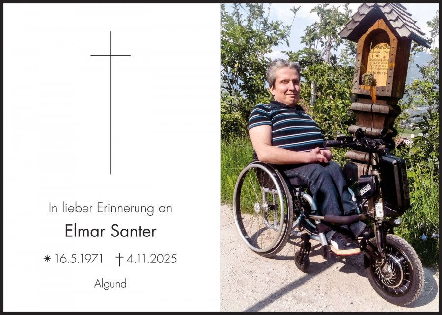 Sterbebild: Elmar Santer
