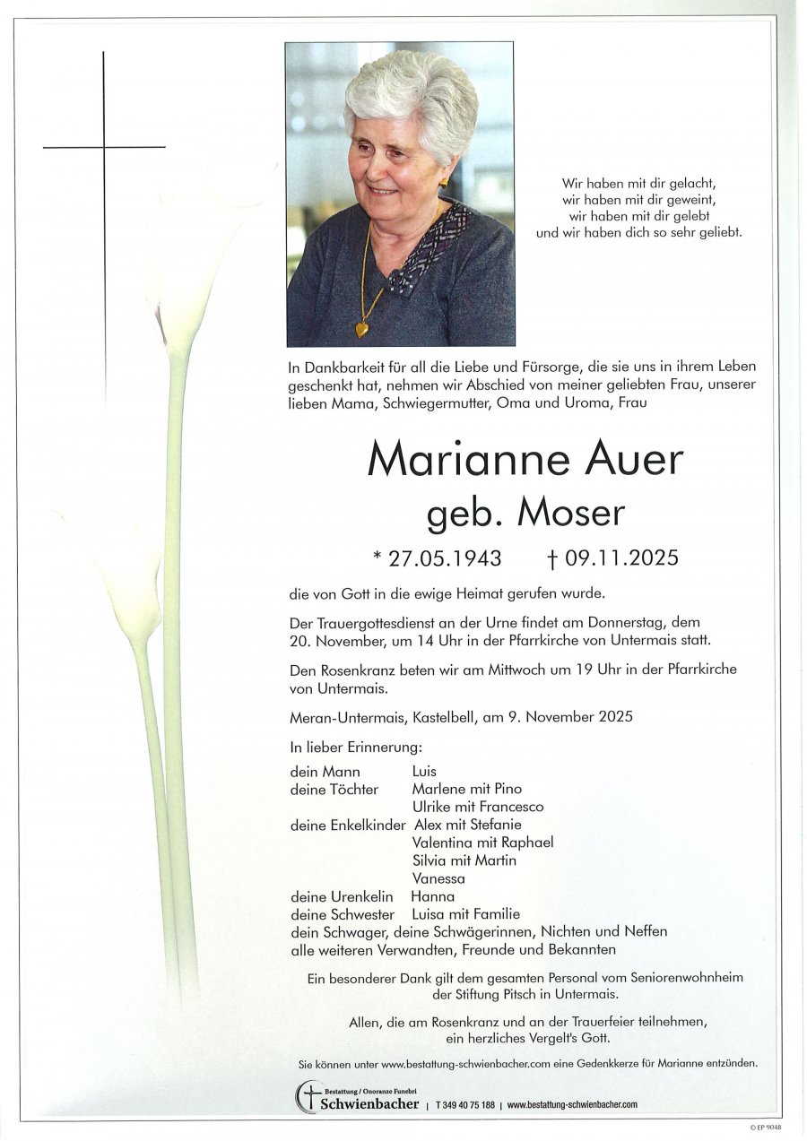 Parte: Marianne Auer geb. Moser
