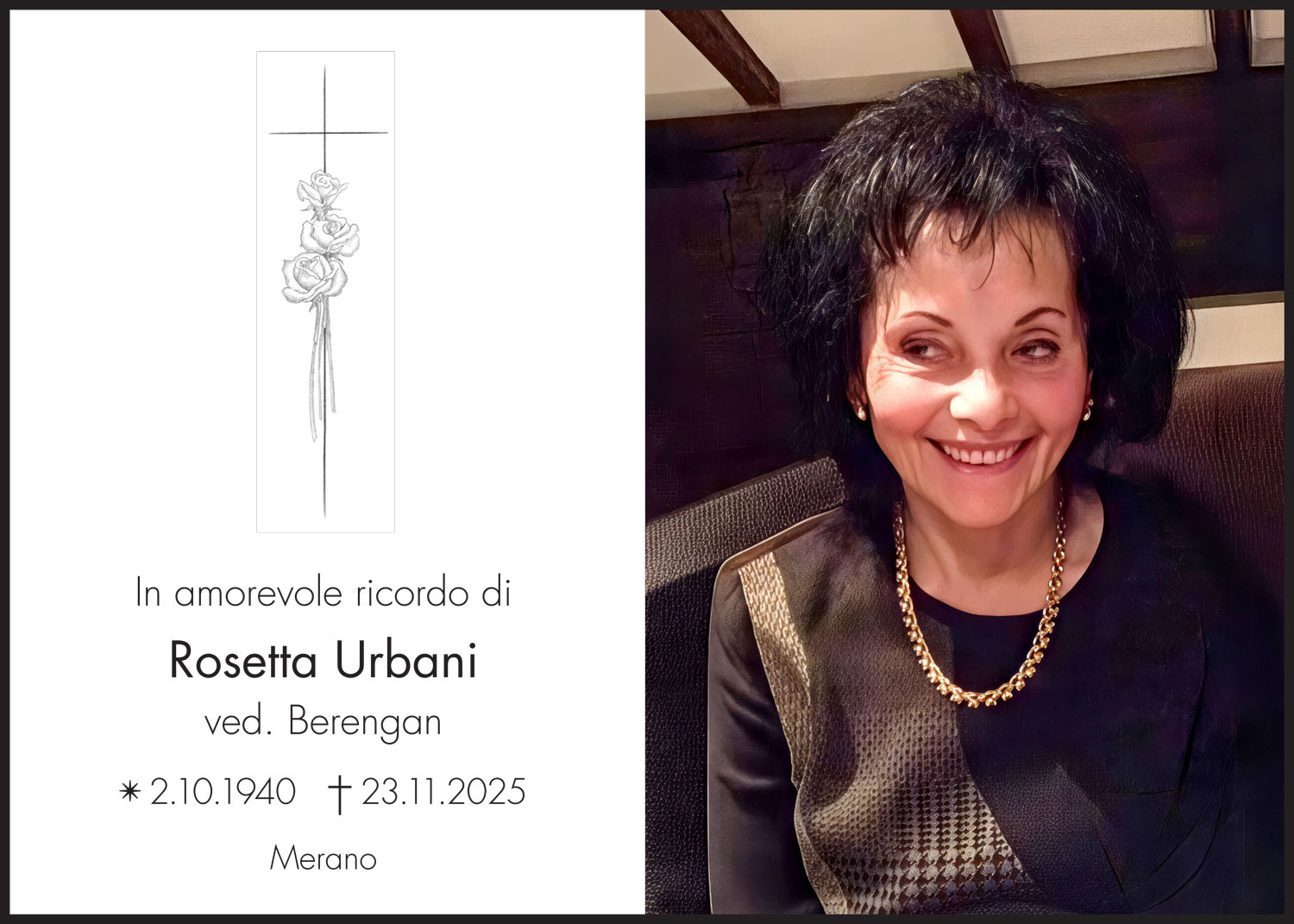 Sterbebild: Rosetta Urbani ved. Berengan