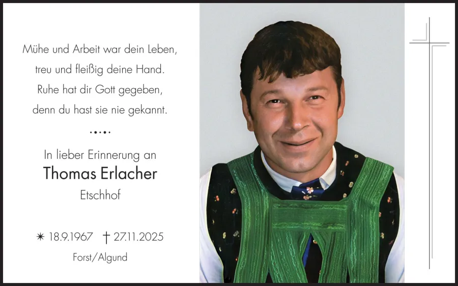 Sterbebild: Thomas Erlacher