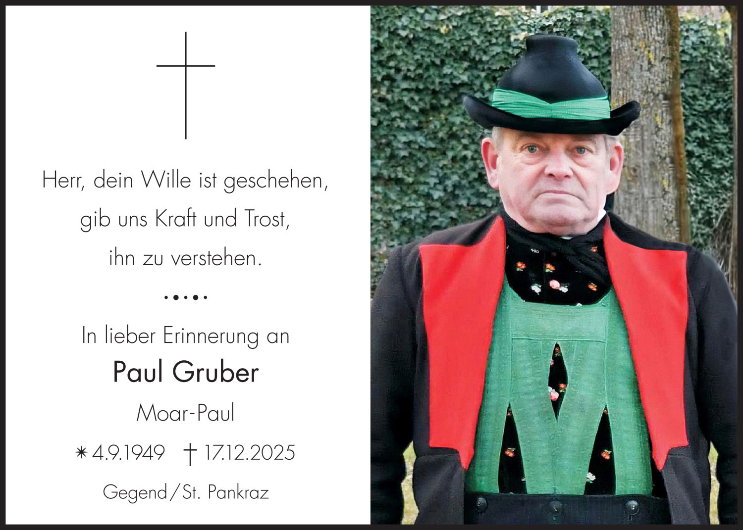 Sterbebild: Paul Gruber