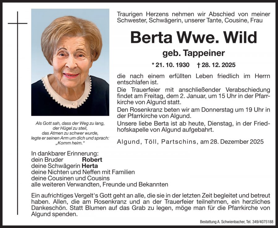 Medien: Berta Wwe. Wild geb. Tappeiner