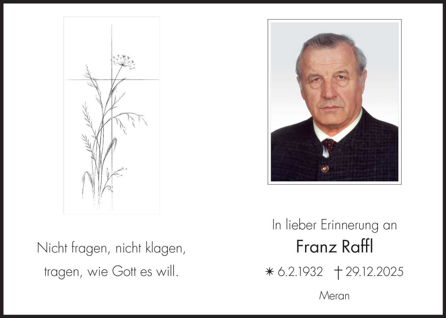 Sterbebild: Franz Raffl
