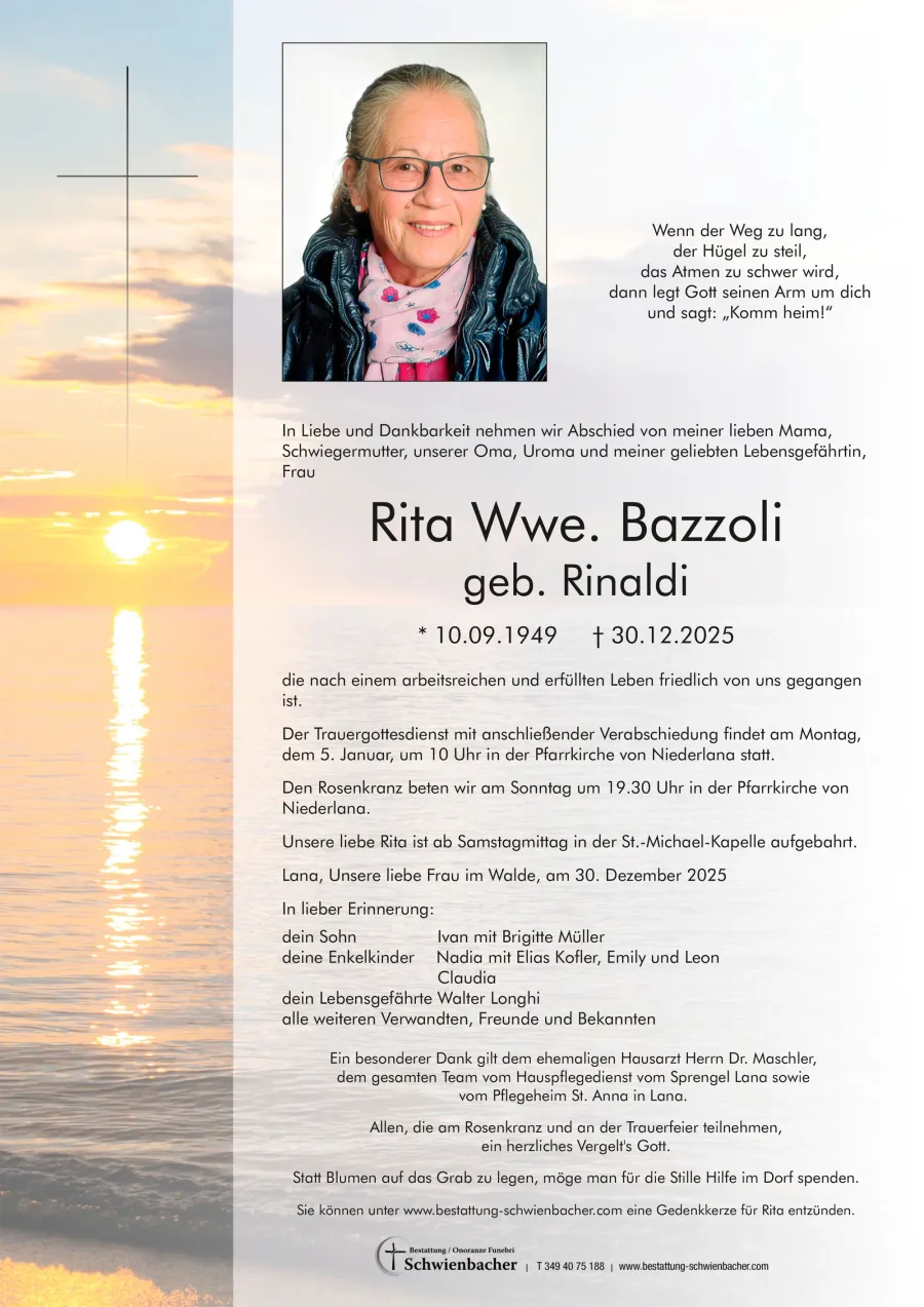 Parte: Rita Wwe. Bazzoli geb. Rinaldi