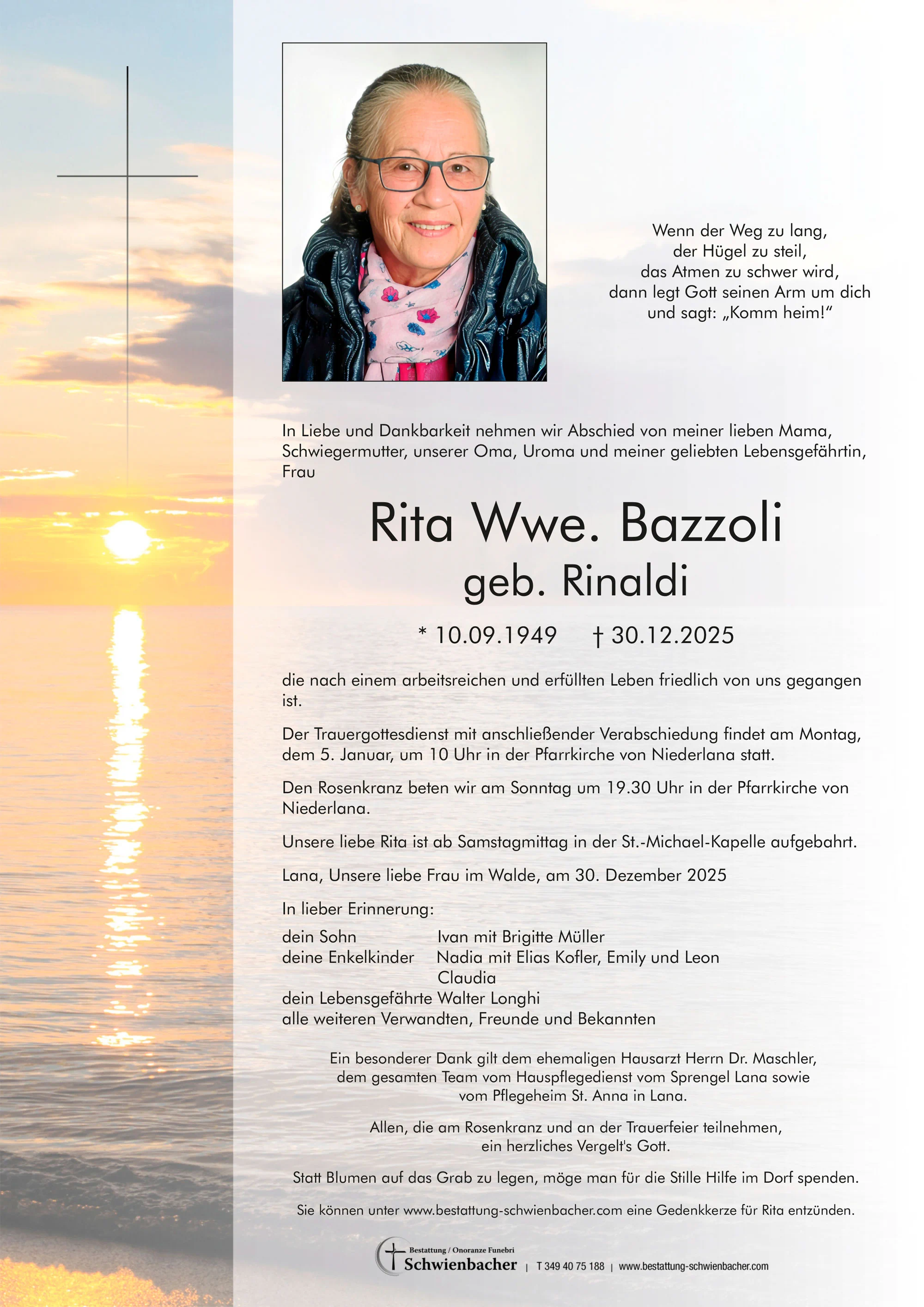 Parte: Rita Wwe. Bazzoli geb. Rinaldi 