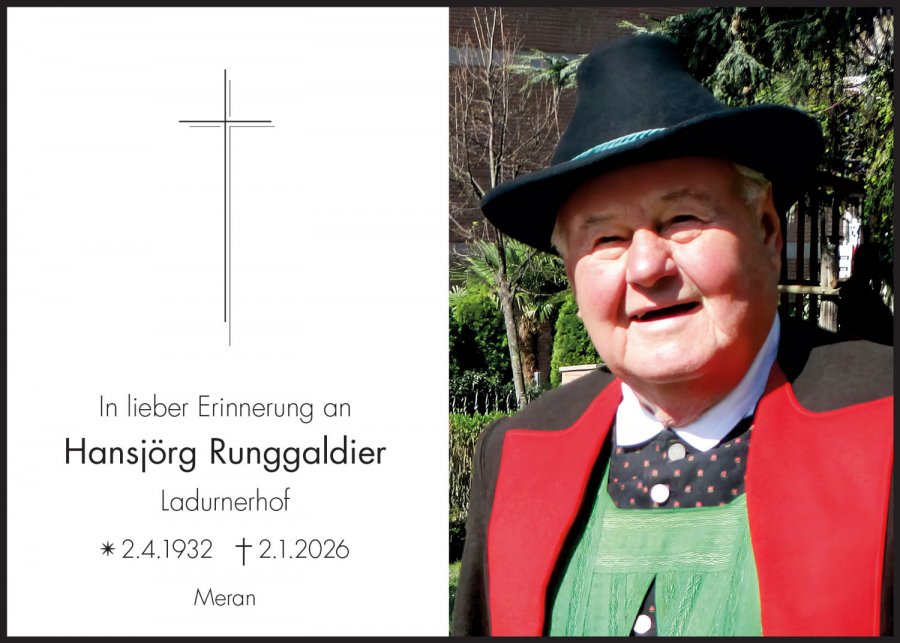 Sterbebild: Hansjörg Runggaldier