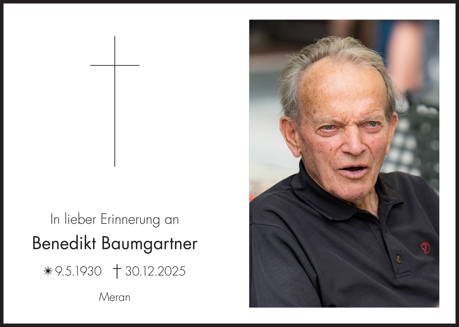 Sterbebild: Benedikt Baumgartner