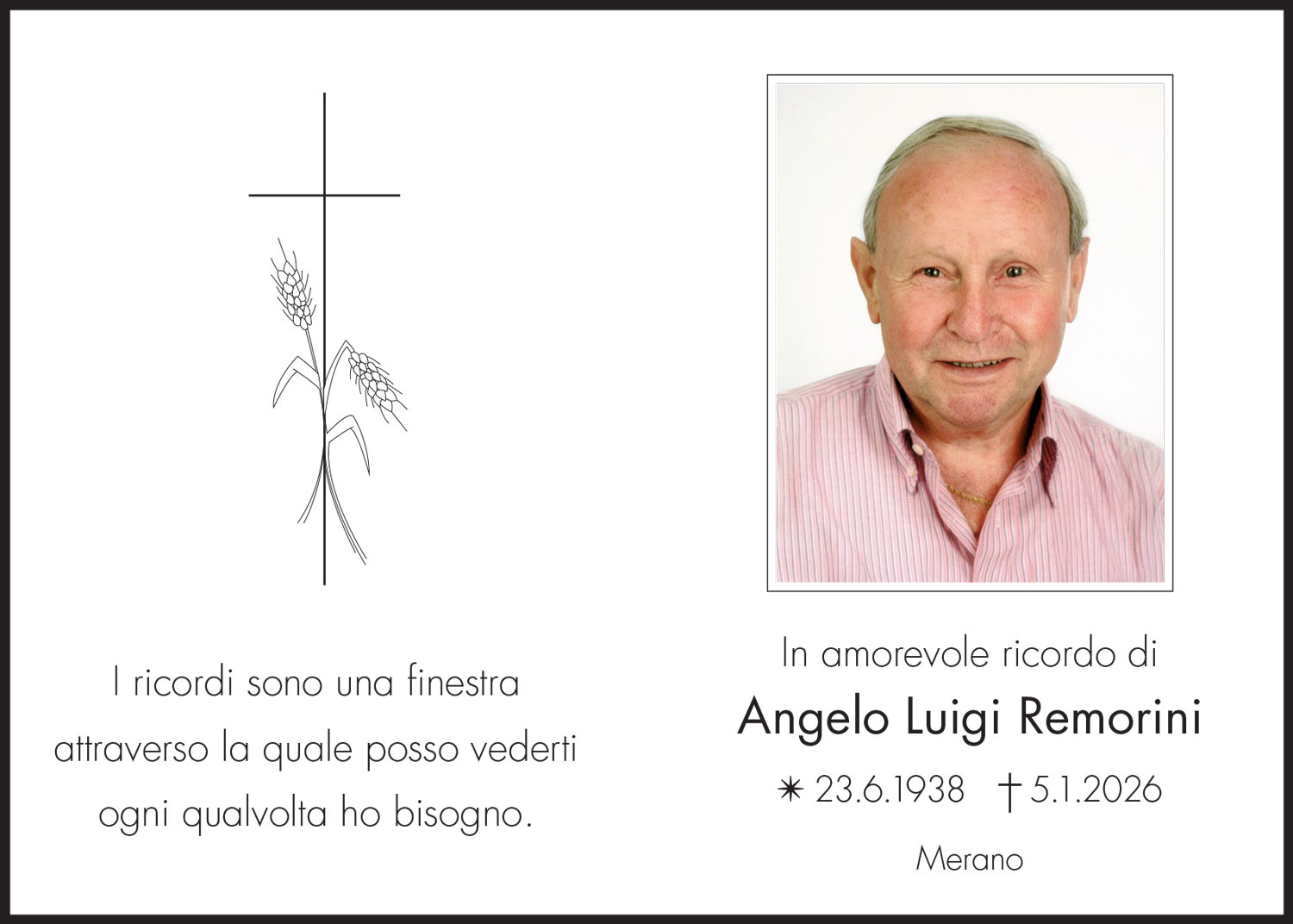 Sterbebild: Angelo Luigi Remorini