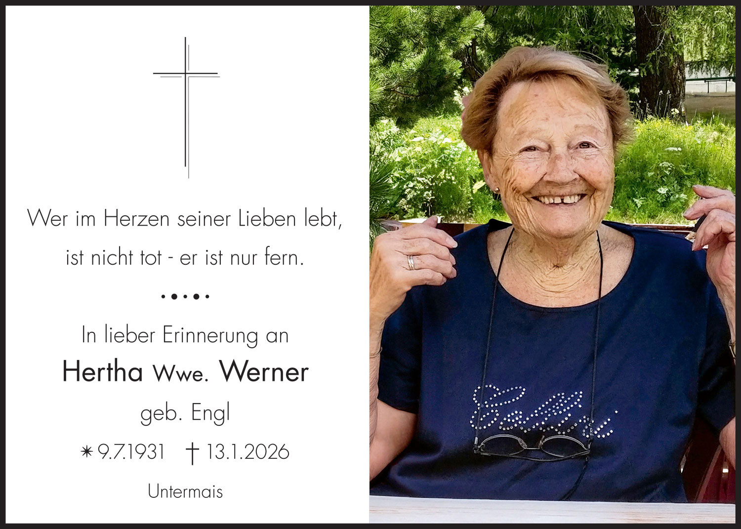 Sterbebild: Hertha Wwe. Werner geb. Engl