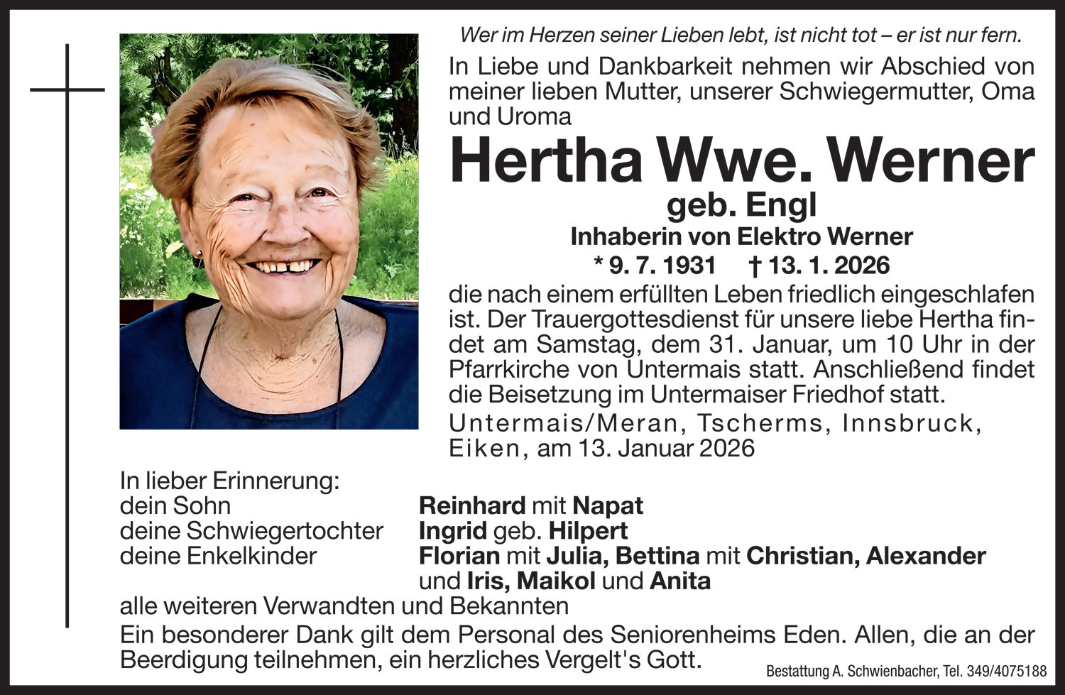 Medien: Hertha Wwe. Werner geb. Engl