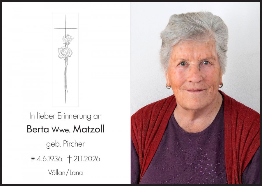 Sterbebild: Berta Wwe. Matzoll geb. Pircher