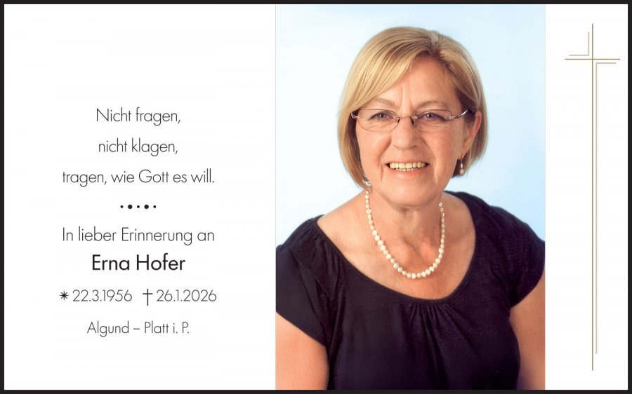 Sterbebild: Erna Hofer