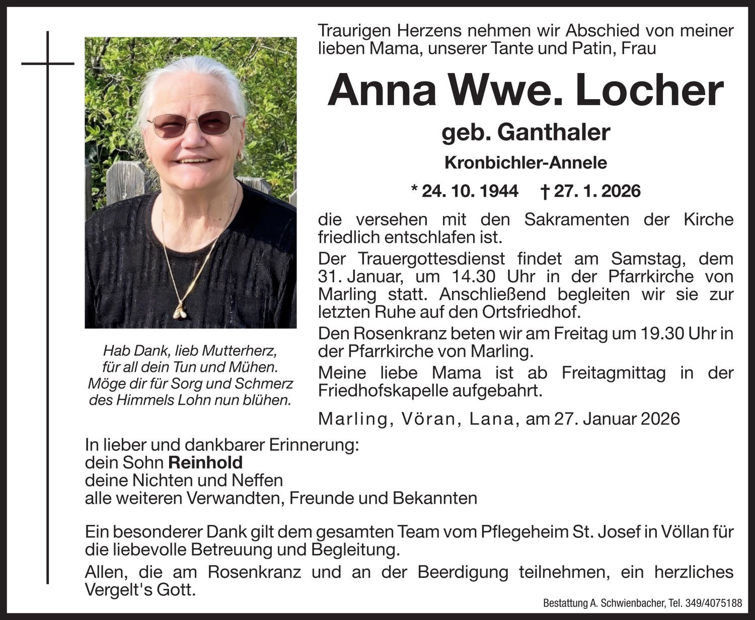 Medien: Anna Wwe. Locher geb. Ganthaler