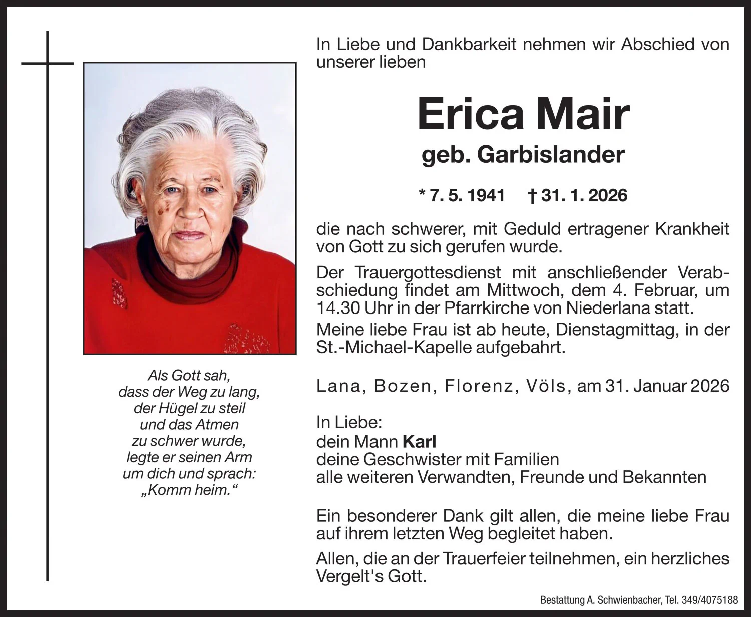 Medien: Erica Mair geb. Garbislander