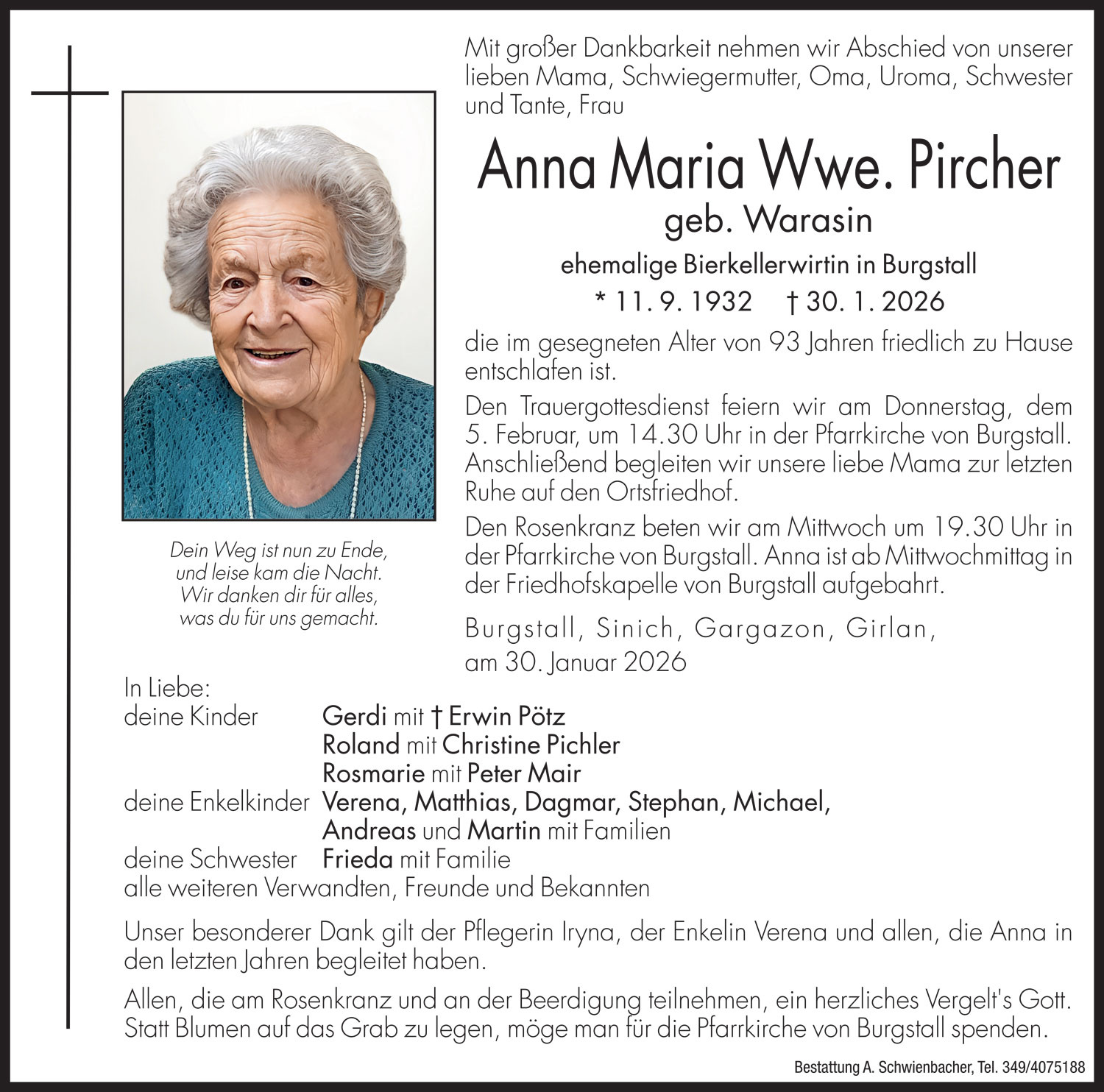 Medien: Anna Maria Wwe. Pircher geb. Warasin