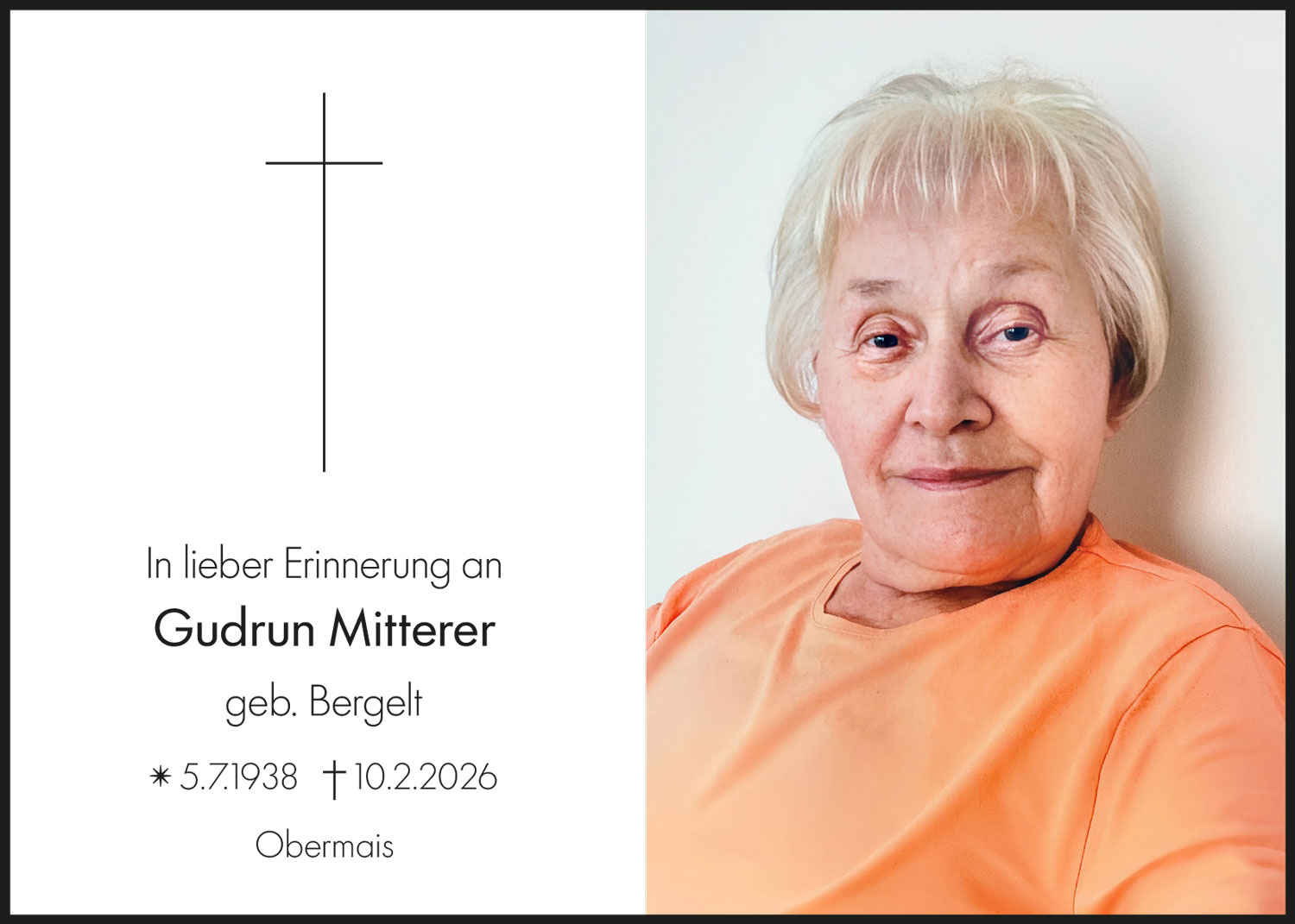 Sterbebild: Gudrun Mitterer geb. Bergelt