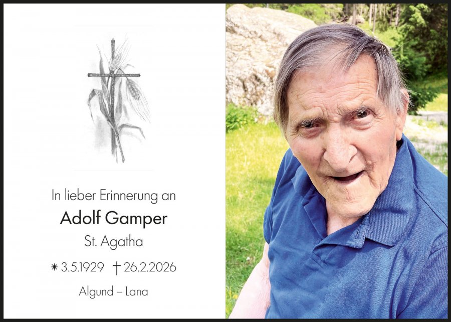 Sterbebild: Adolf Gamper