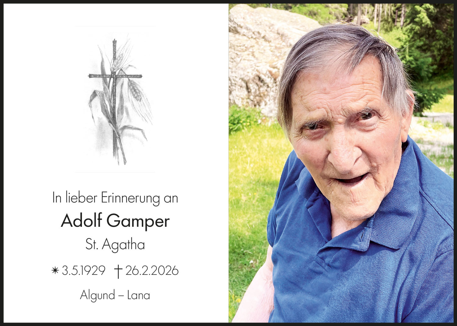 Sterbebild: Adolf Gamper