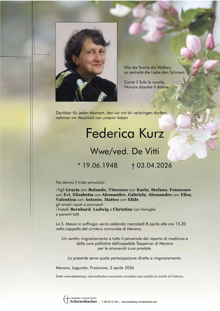 Parte: Federica ved. De Vitti nata Kurz