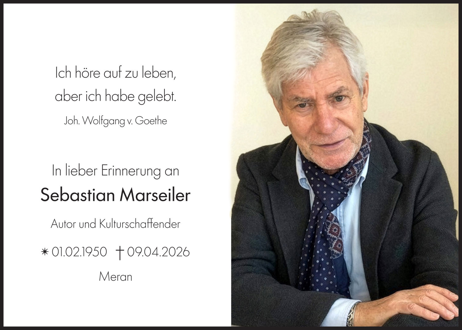 Sterbebild: Sebastian Marseiler