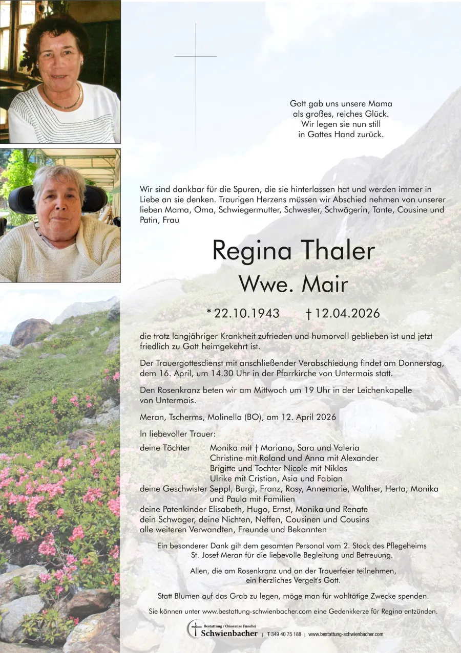 Parte: Regina Thaler Wwe. Mair