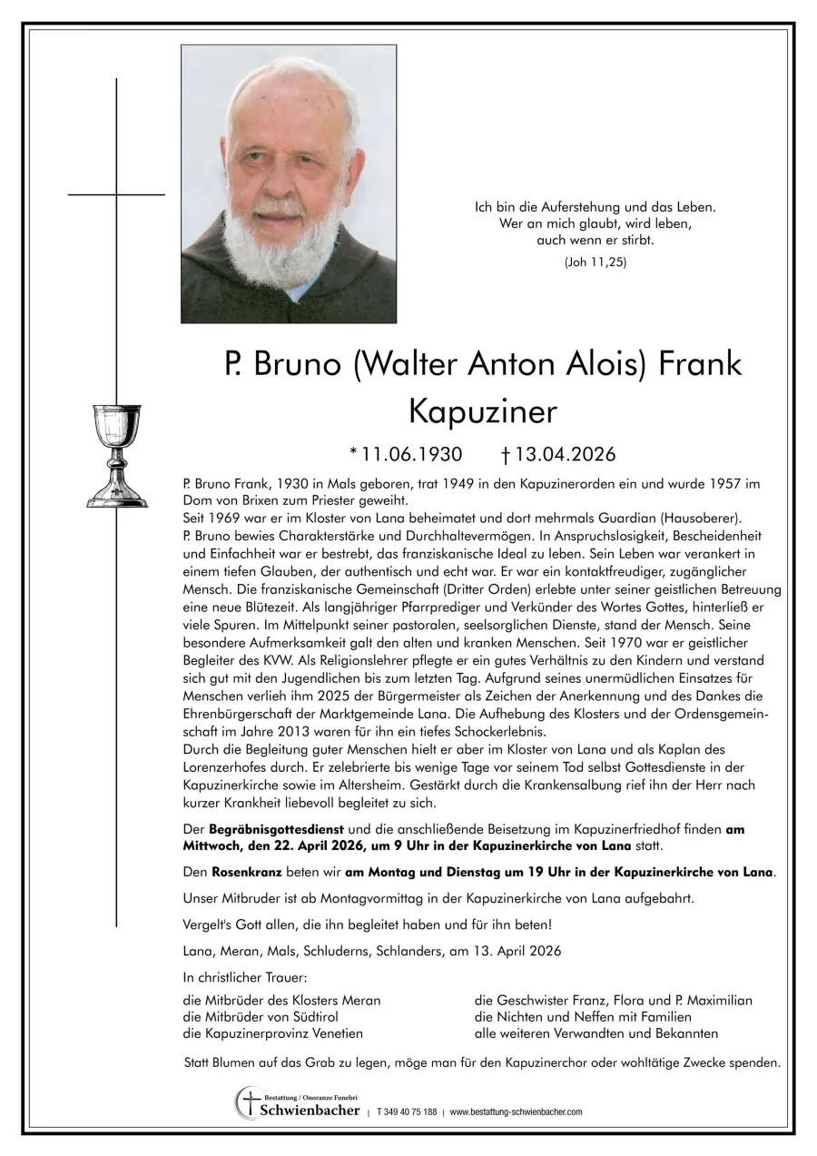 Parte: P. Bruno (Walter Anton Alois) Frank