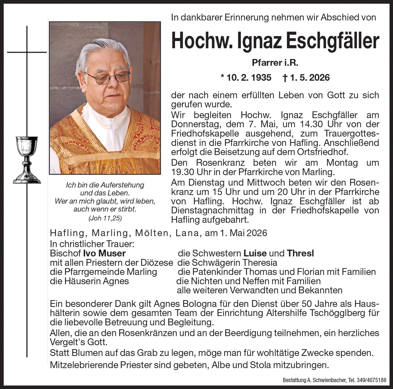 Medien: Hochw. Ignaz Eschgfäller