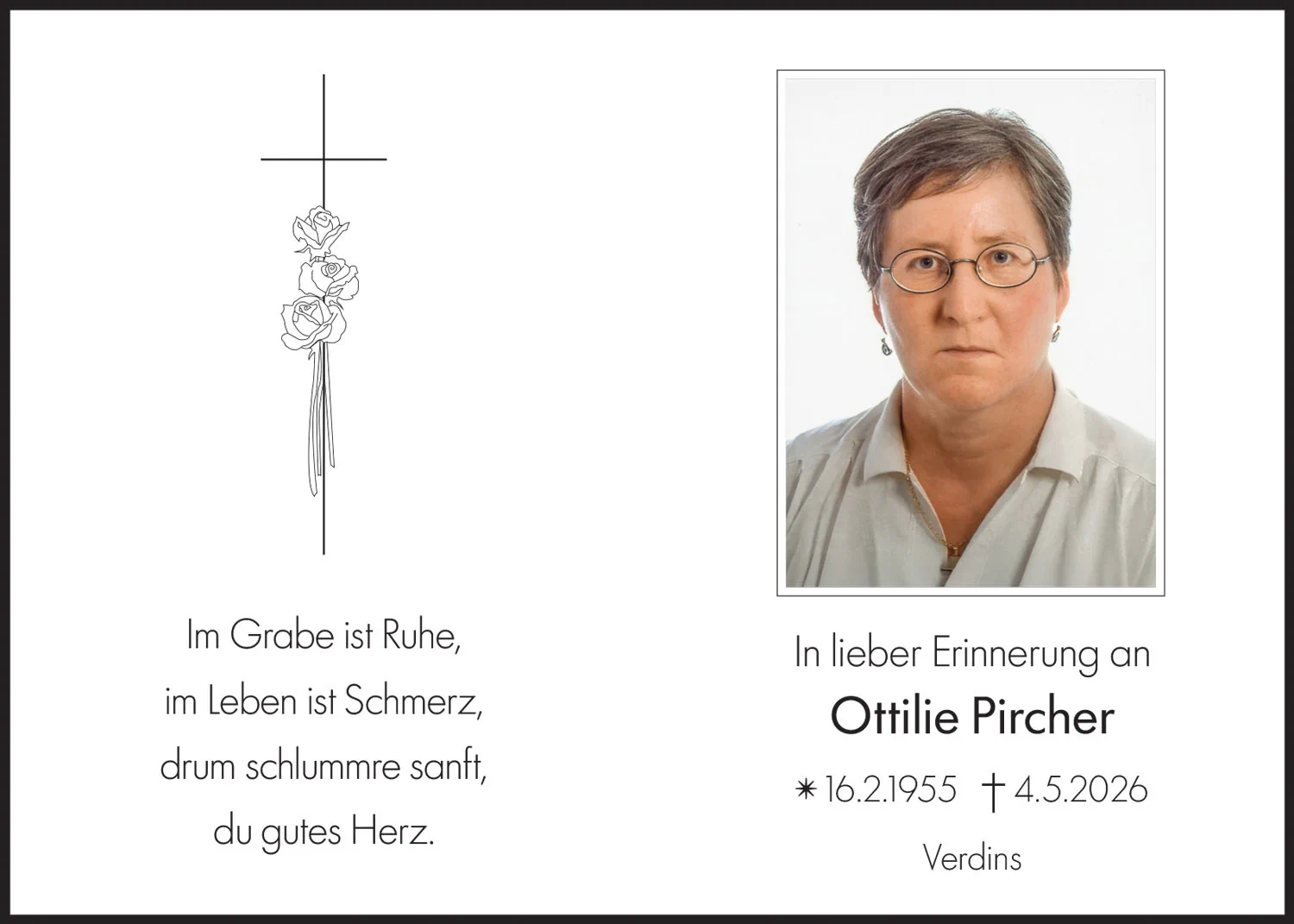 Sterbebild: Ottilie Pircher