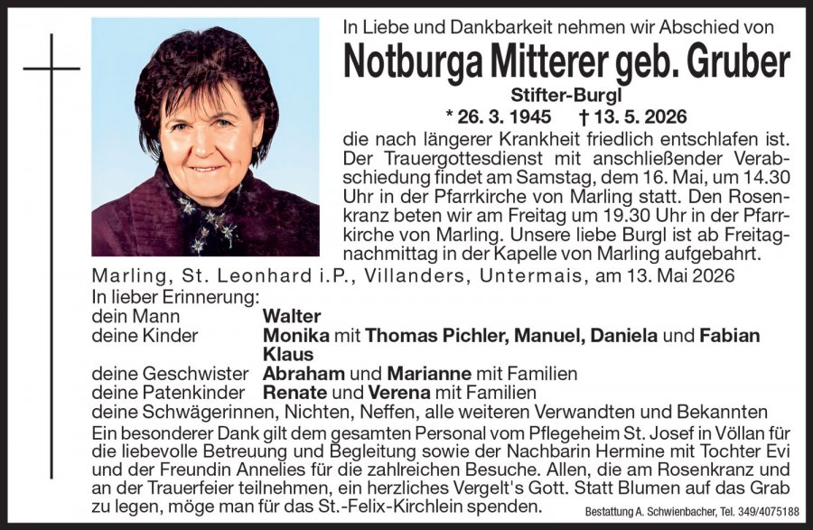 Medien: Notburga Mitterer geb. Gruber