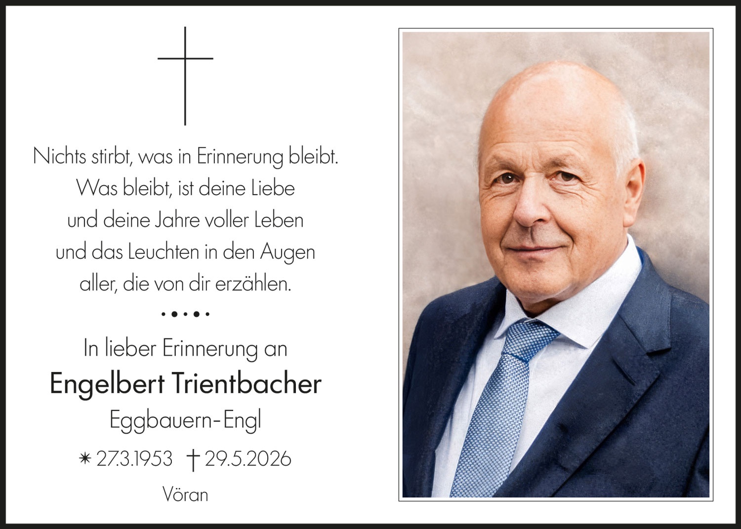 Sterbebild: Engelbert Trientbacher