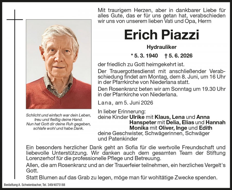 Medien: Erich Piazzi